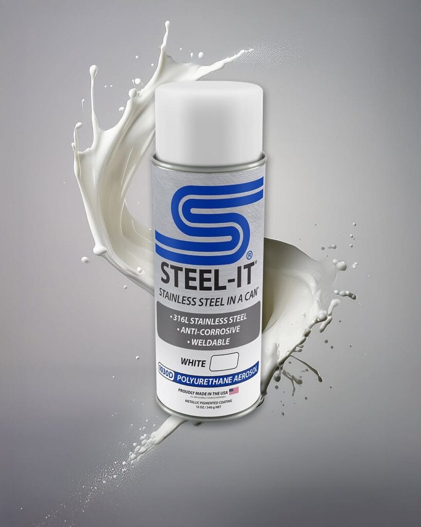 Biała farba przemysłowa oparta na technologii STEEL-IT® spray