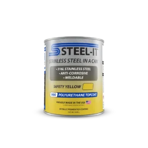 Puszka farby poliuretanowej STEEL-IT 1400Q Safety Yellow (0,95l) – żółta powłoka antykorozyjna z mikropłatkami stali nierdzewnej 316L do zastosowań przemysłowych i BHP